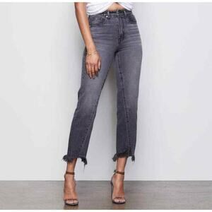 Good American Good Vintage Twisted Distressed Jeans Light Black Wash Crop Sz 28